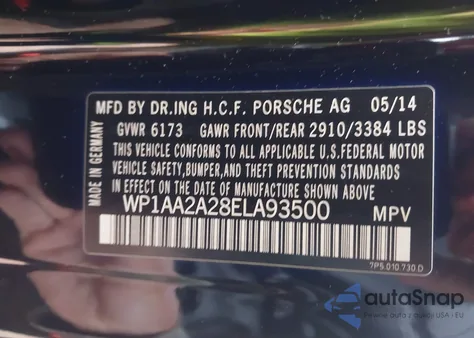 2014 Porsche Cayenne Platinum Edition из США, поврежденный, VIN WP1AA2A28ELA93500